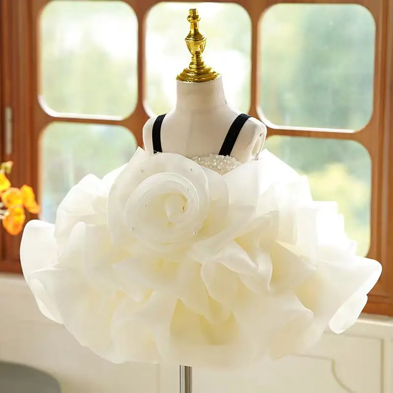 

Dreamy Vow D114 Pink Bow Sleeveless Baby Girl Dress Children Knee Length Birthday Ball Dress Wedding Celebration Party Dress