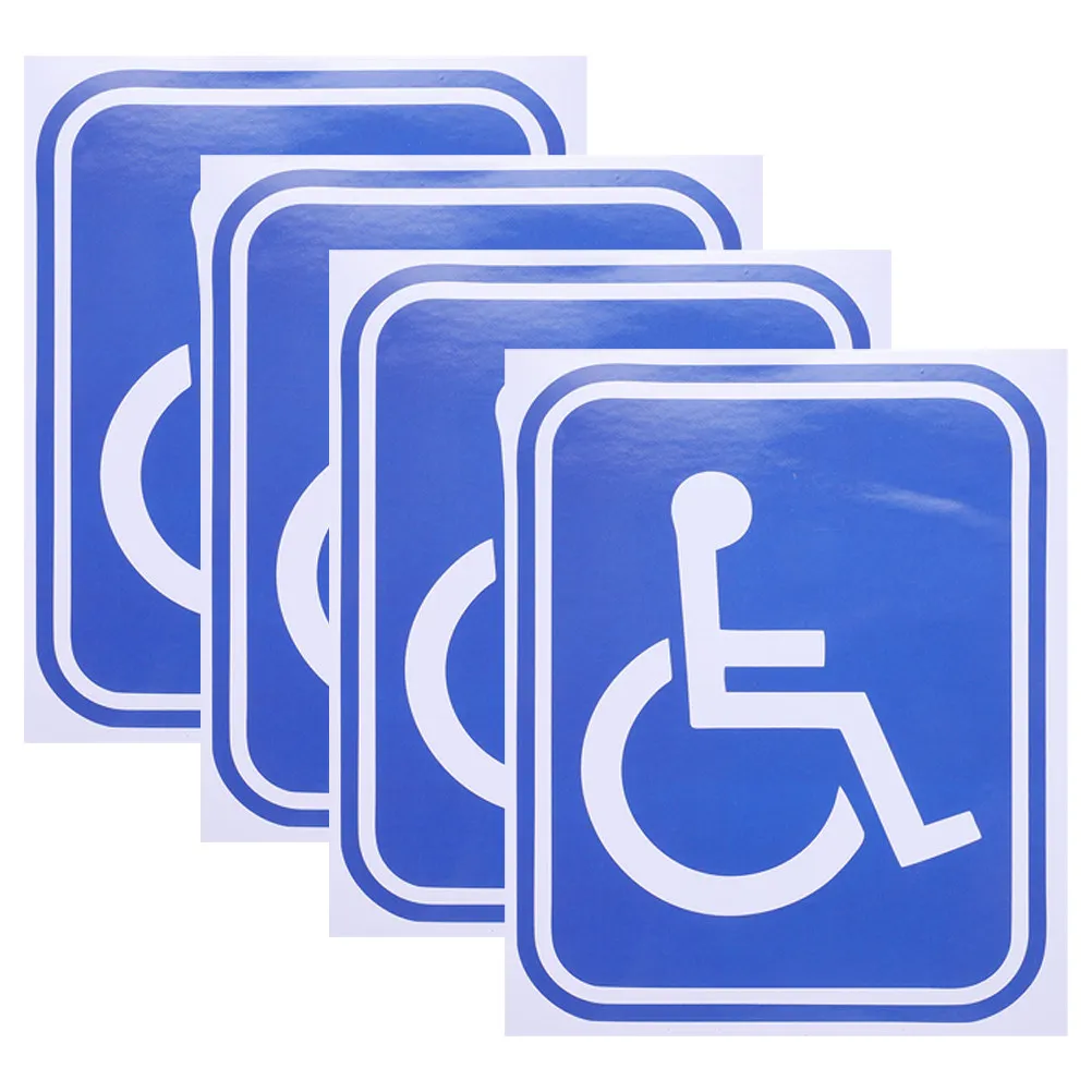 4Pcs Disability Wheelchair Symbol Stickers Long-Lasting Adhesive Sign for Restrooms Elevators Public Areas Disability