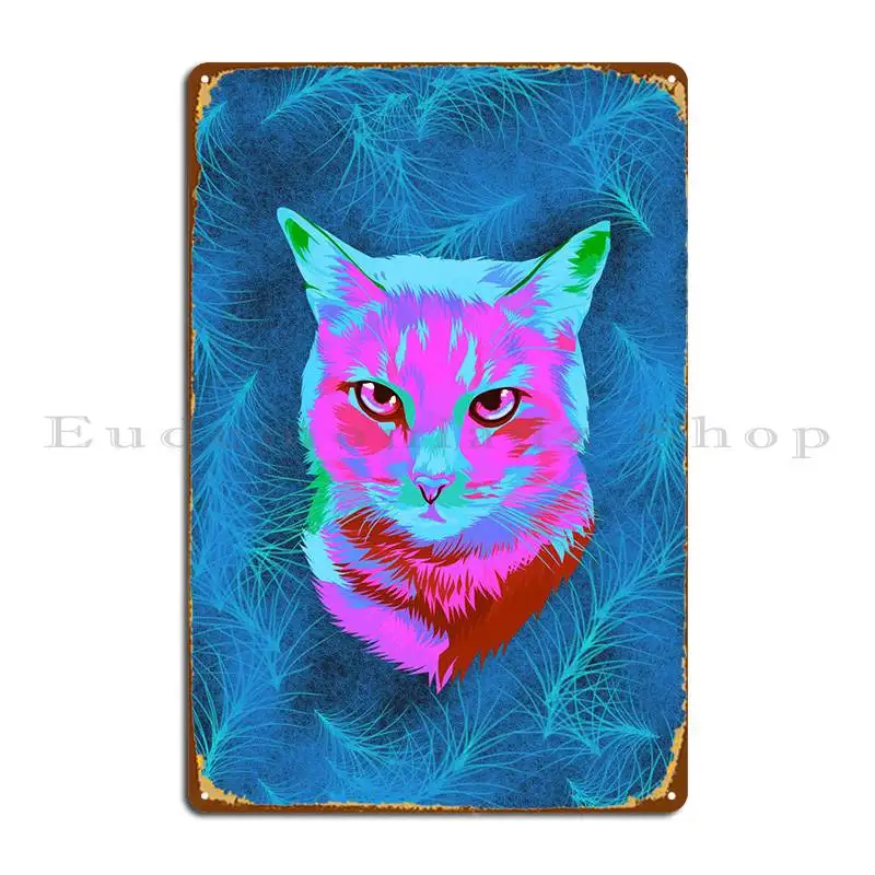 

Colorful Funny Cat Abstrac Metal Plaque Poster Printing Cinema Cave Wall Mural Tin Sign Poster