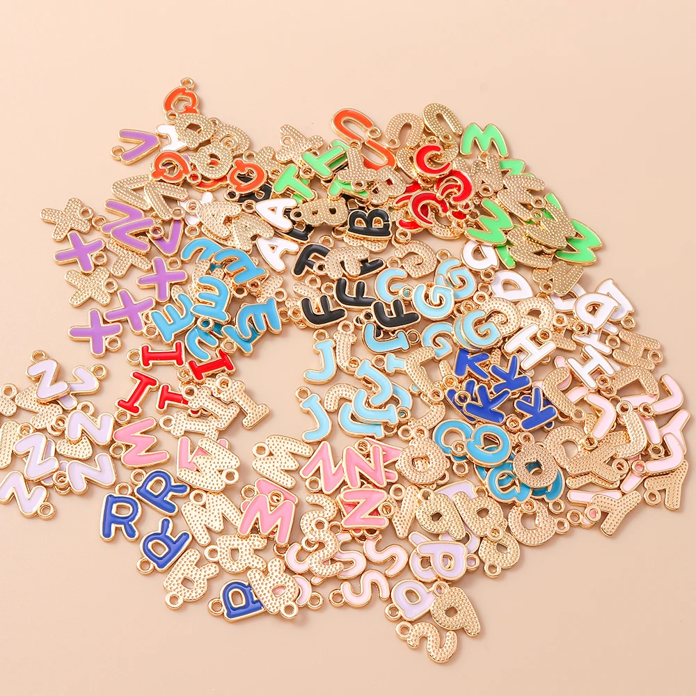 Leslie 26pcs/lot Cute A-Z Mini Alphabet Letters Charm Pendants for DIY Name Jewelry Necklace Bracelet Earring Birthday Gifts