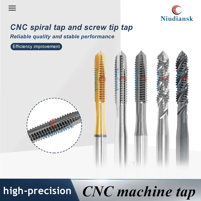 

CNC Spiral Pointed Taps M3 M4 M5 M6 M8 M10 M12 Top Straight Groove Tap M3x0.5 Spiral Tap For CNC Lathe Thread Tapping Machine