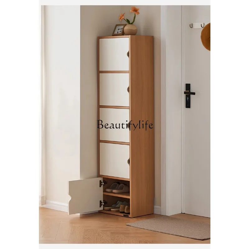 

**Shoe cabinet storage cabinet integrated against the wall Household small narrow door Multi-layer porch storage