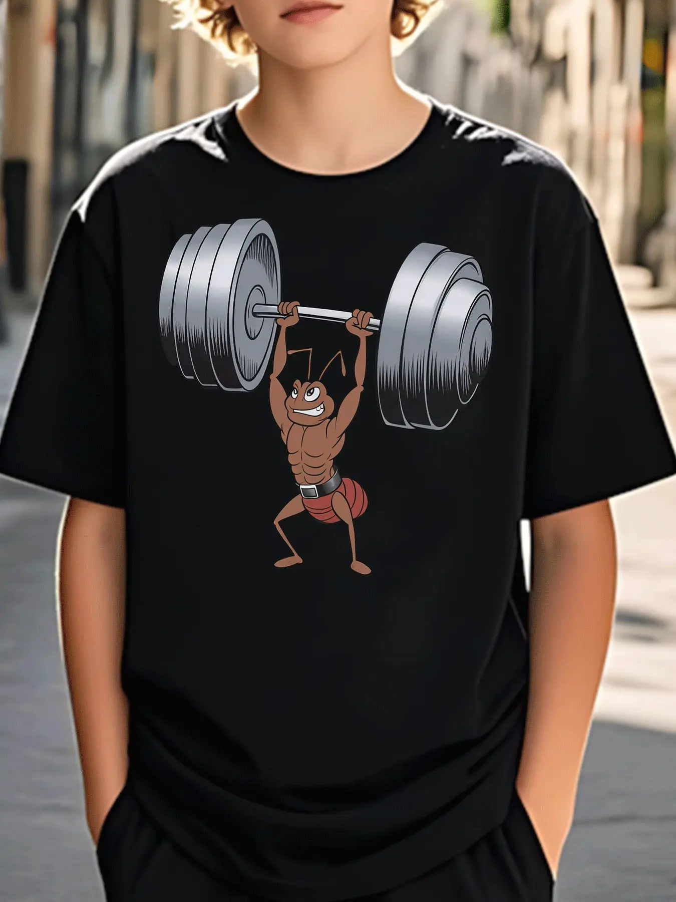 Muscle Ant Lifting Barbell Family Matching Cotton Tees Short Sleeve Summer Tops For Mom Dad Boys Girls Daily Casual Wear