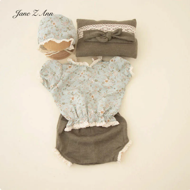

Fresh floral clothes+ hat +headband +pillow set studio baby girl newborn photography props