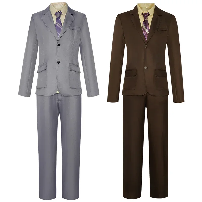 Disfraz de payaso de película para adultos, conjunto completo de uniforme marrón y gris, ropa de actuación para fiesta de Carnaval y Halloween, juego de rol