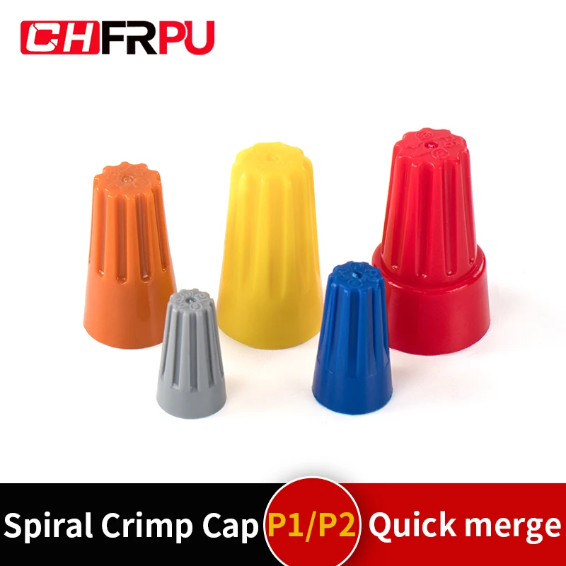 Fiação espiral Crimpagem Cap, Terminal Conectores Set, Linha fechada Cap, Troca rápida, P1, P2, P3, P4, P6, 100pcs por saco
