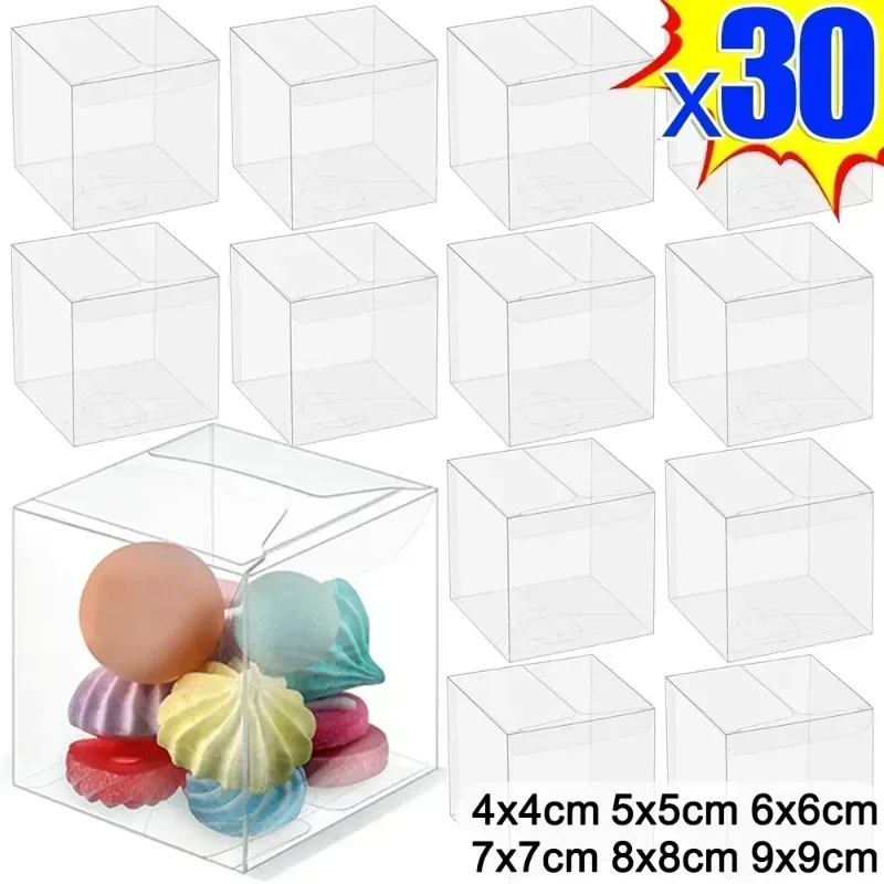 

30Pcs Transparent PVC Square Candy Boxes Clear Chocolate Favors Present Packaging Box Birthday Wedding Valentine Party Supplies