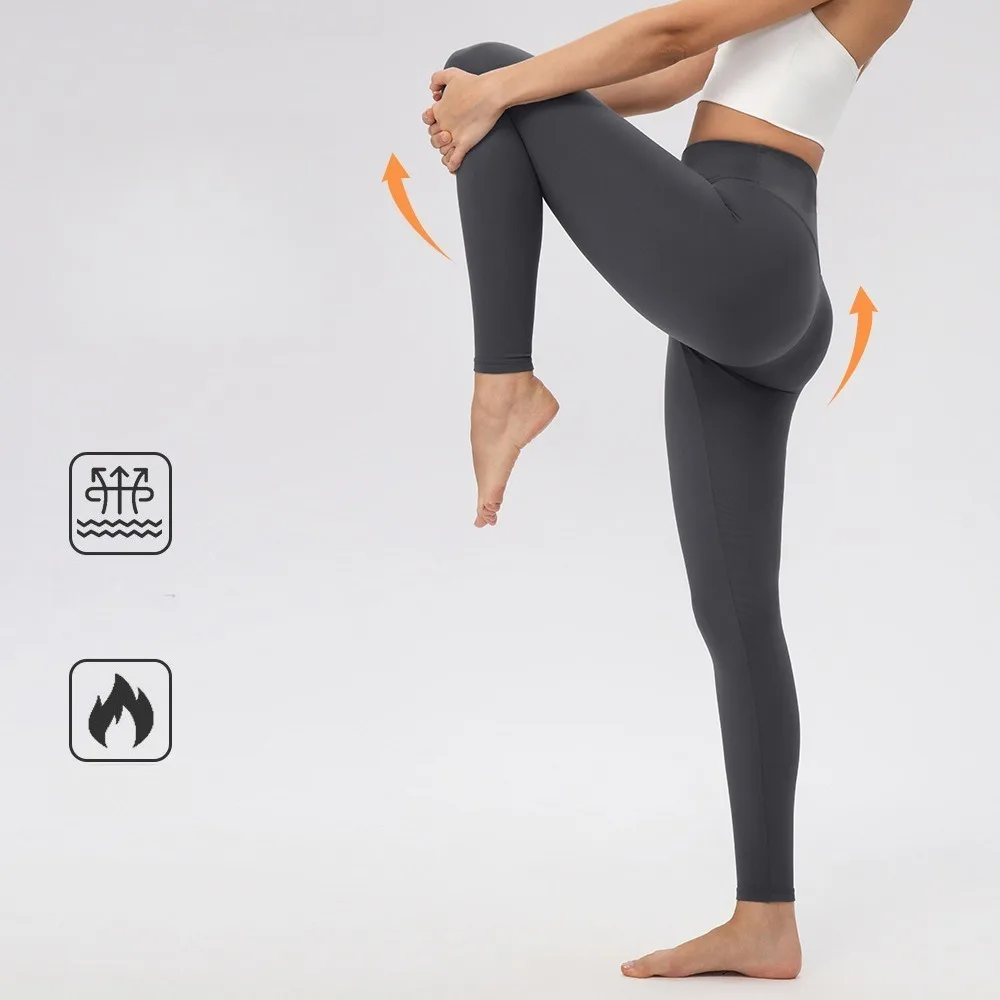 Women Fleece Lined Yoga Leggings High Waist Butt Lift Slim Pants Warm Thermal Stretch Fitness Running Sports Trousers
