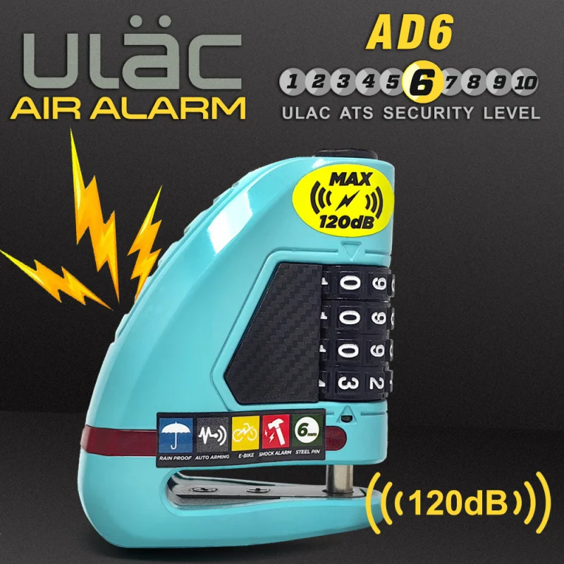 

ULAC 120 dB motorcycle/e-bike/scooter anti-theft disc brake lock with sleek design