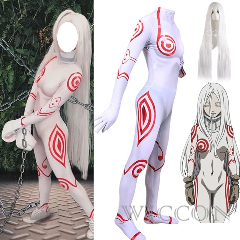 Deadman Wonderland Shiro Cosplay Costume pour Adultes et Enfants, Anime Zentai, Batteries d'Halloween, Catsuit