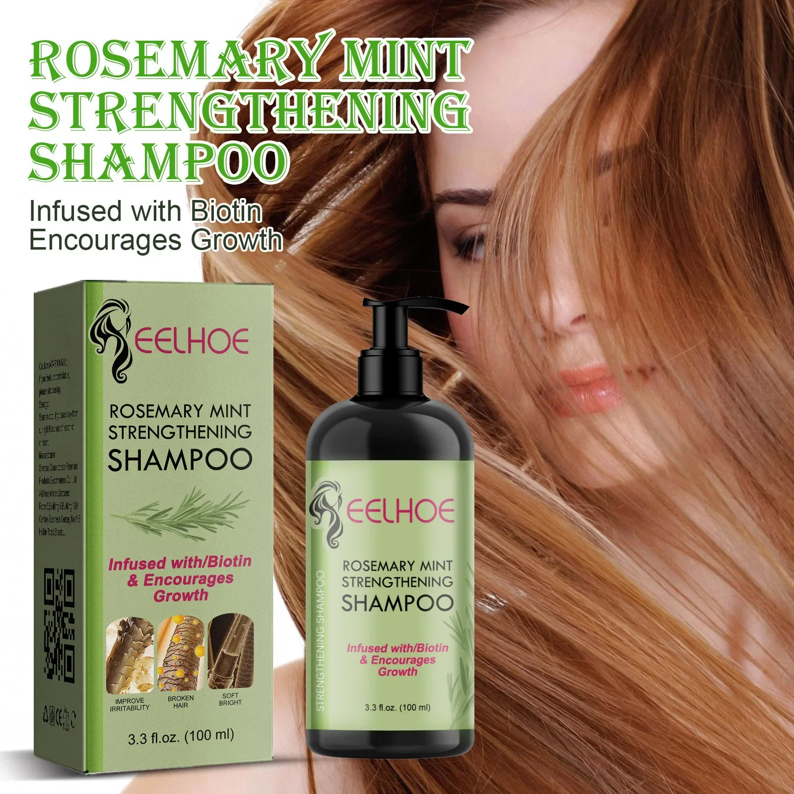 

EELHOE Rosemary and Mint Shampoo Repair Moisturize Soften and Refresh for Dry and Frizzy Hair Shampoo and Hair Care