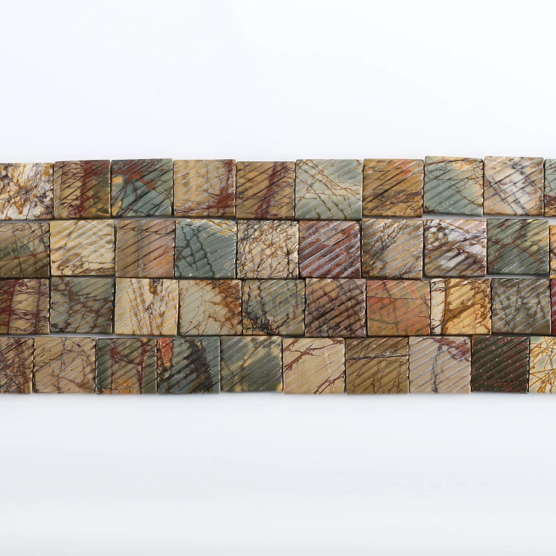 One Strand Natural Multi-Color Picasso Jasper Gem Stone Beads For Jewelry Making Square Loose Spacer Beads DIY Accessorie