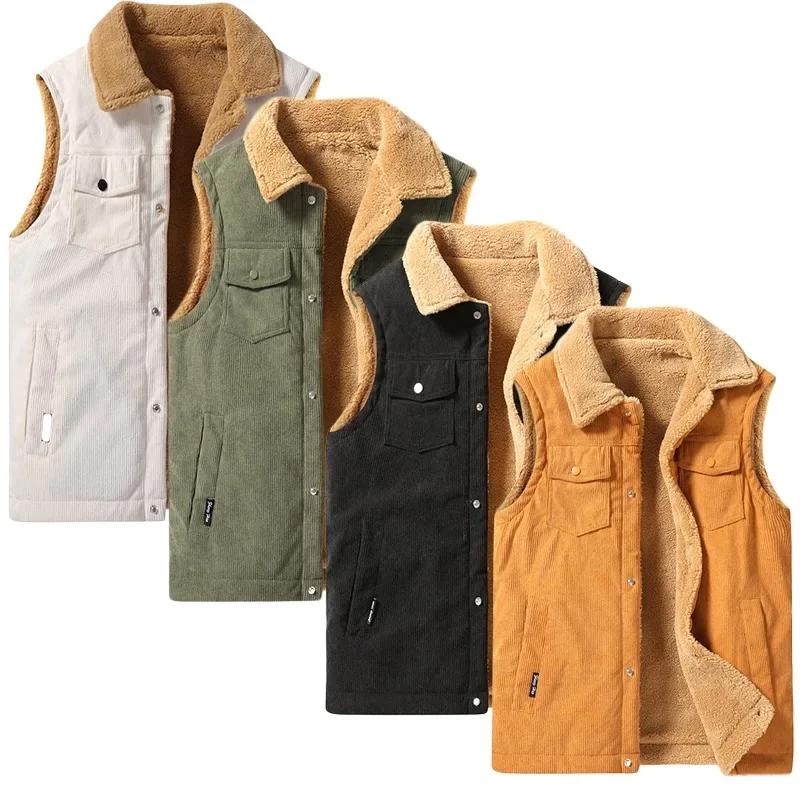 

Men's Clothing Couple style vest Corduroy Vest Thickened Lamb Fleece Large Tank Top Casual Men's Versatile Coat Jackets