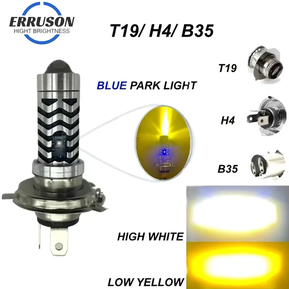 1pc Motorcycle LED headlight bulb T19 P15D H6 white/golden yellow mio125 P15D BA20D Led Super Bright CSP Chip Lamp For Motor