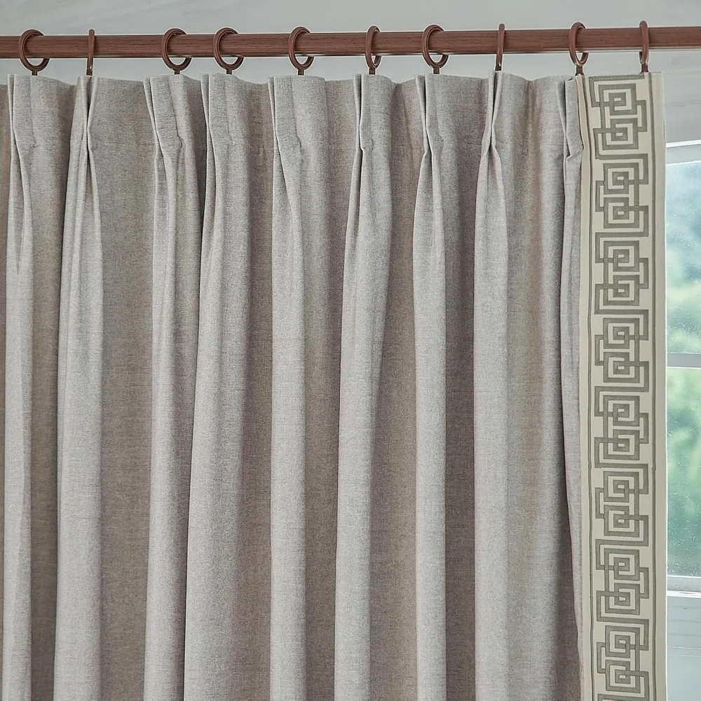 Tende plissettate pizzicate grigie di lusso con nastro adesivo, tende dal pavimento al soffitto per porte e finestre, 50 larghe x 96 lunghe