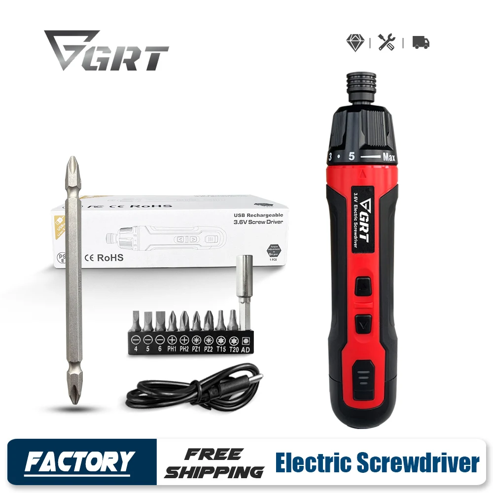 Electric Screwdriver 3.6V 2000mAh Li-ion Battery High Torque Manual LED Light Precision Mini Rechargeable Screwdriver Power Tool