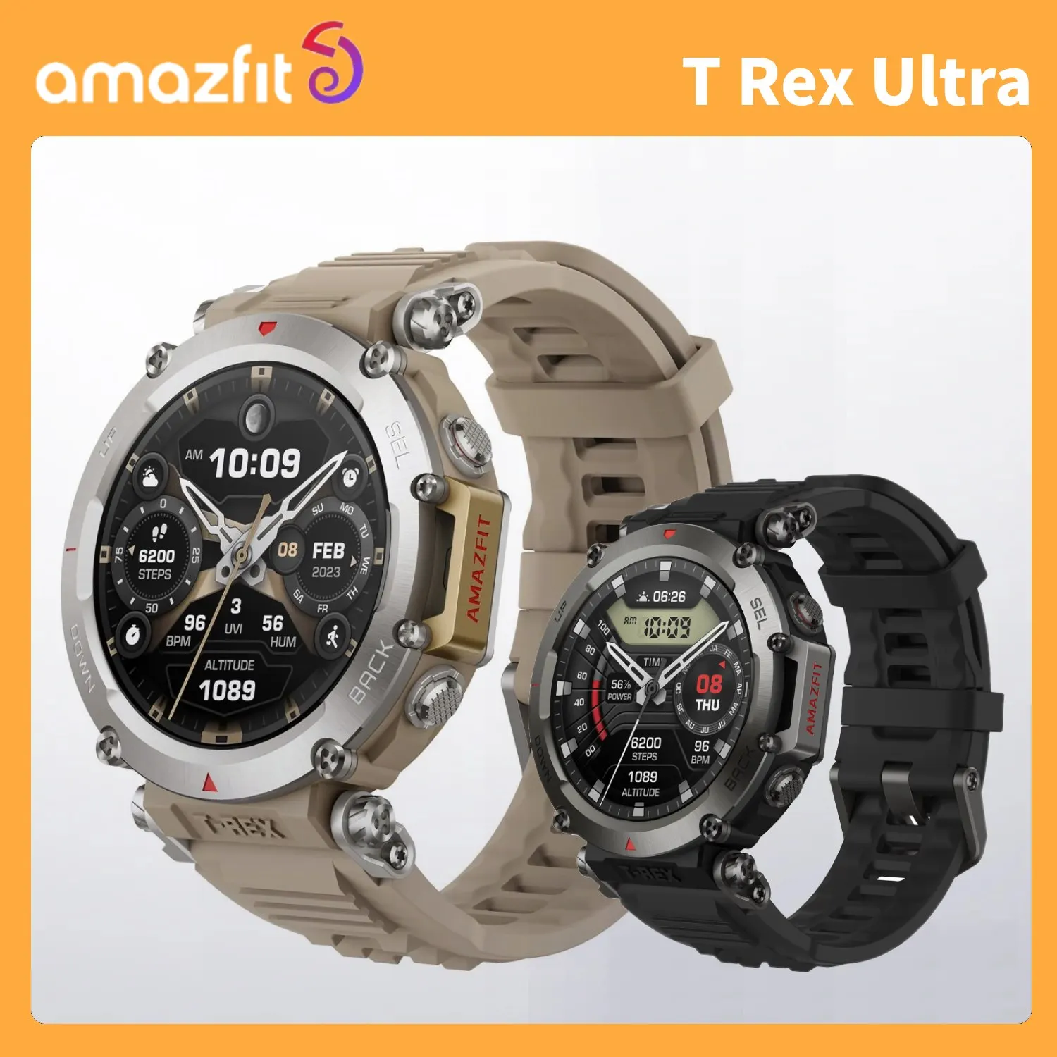 Оригинальные умные часы Amazfit T-Rex Ultra, прочные уличные военные двухдиапазонные GPS 162, спортивные режимы, умные часы 99% новых, без коробки
