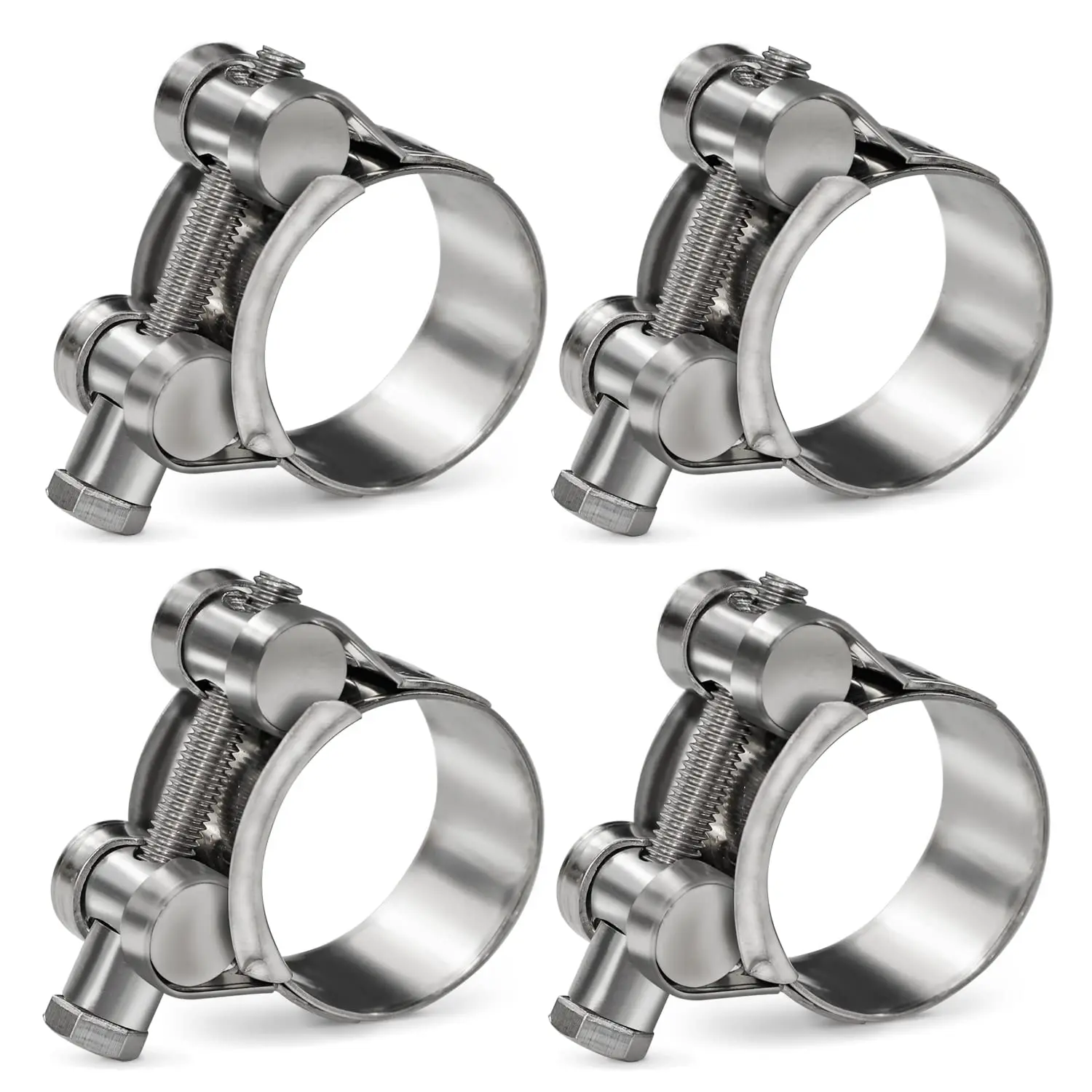 4PCS 20-22mm 26-28mm T-Bolt Hose Clamp 304 Stainless Steel Heavy Duty Pipe Strap Clamp Adjustable Heavy Duty Tube Clamp