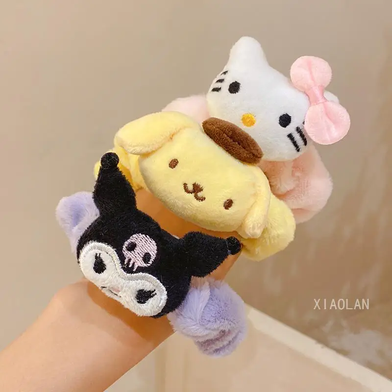 New Sanrio Cinnamoroll Kuromi Plush Large Intestine Hair Band Kids Cute My Melody Pompom Purin Headband Hairpin Hair Accessories