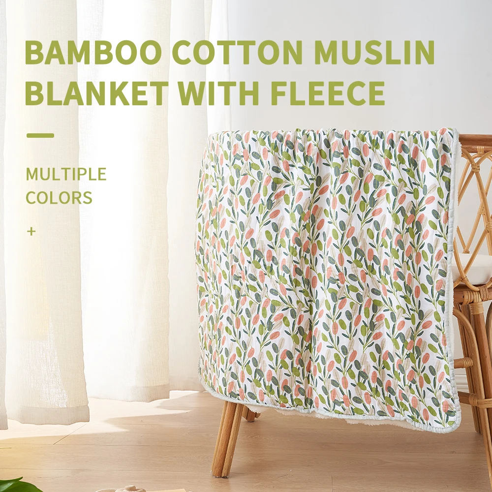 Happyflute ผ้าฝ้ายไม้ไผ่ Muslin ผ้าห่มขนแกะ Breathable Wrap สำหรับทารกแรกเกิดขนาด90*90ซม.