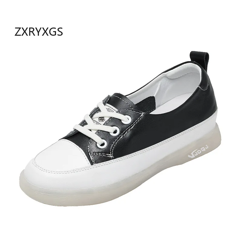 

ZXRYXGS Премиум-обувь из воловьей кожи, увеличивающая рост внутри, кроссовки на танкетке, повседневная обувь, 2025 г., женская модная обувь из натуральной кожи на шнуровке
