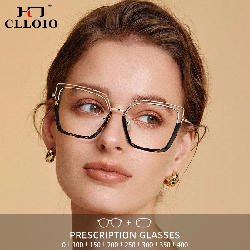 

CLLOIO New Design Hollow Out Fashion Myopia Glasses Frame for Women Anti Blue Light Reading Eyewear Customizable Prescription