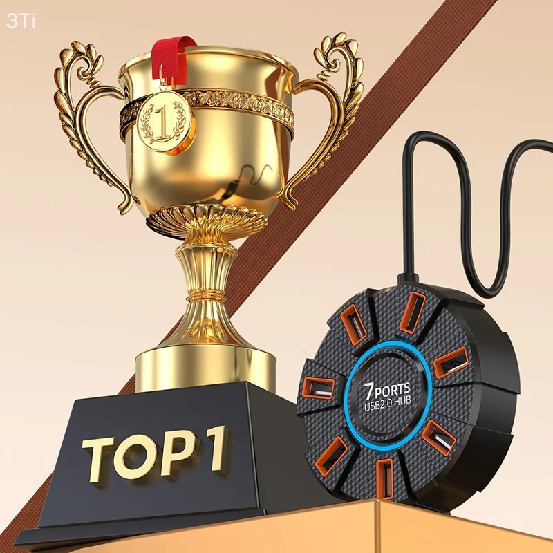 USB 2.0 허브 7 포트 멀티 분배기 어댑터 5Gbps 고속 USB 분배기 전원 어댑터 PC 노트북 용 7 포트 다중 확장기
