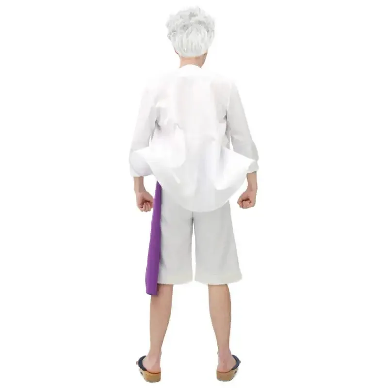 DAZCOS Rufy Cosplay Wano Paese Anime Costume Outfit Camicia Pantaloni con Fascia Nika Form Outfit Monkey D Luffy Cosplay Parrucche Guanti