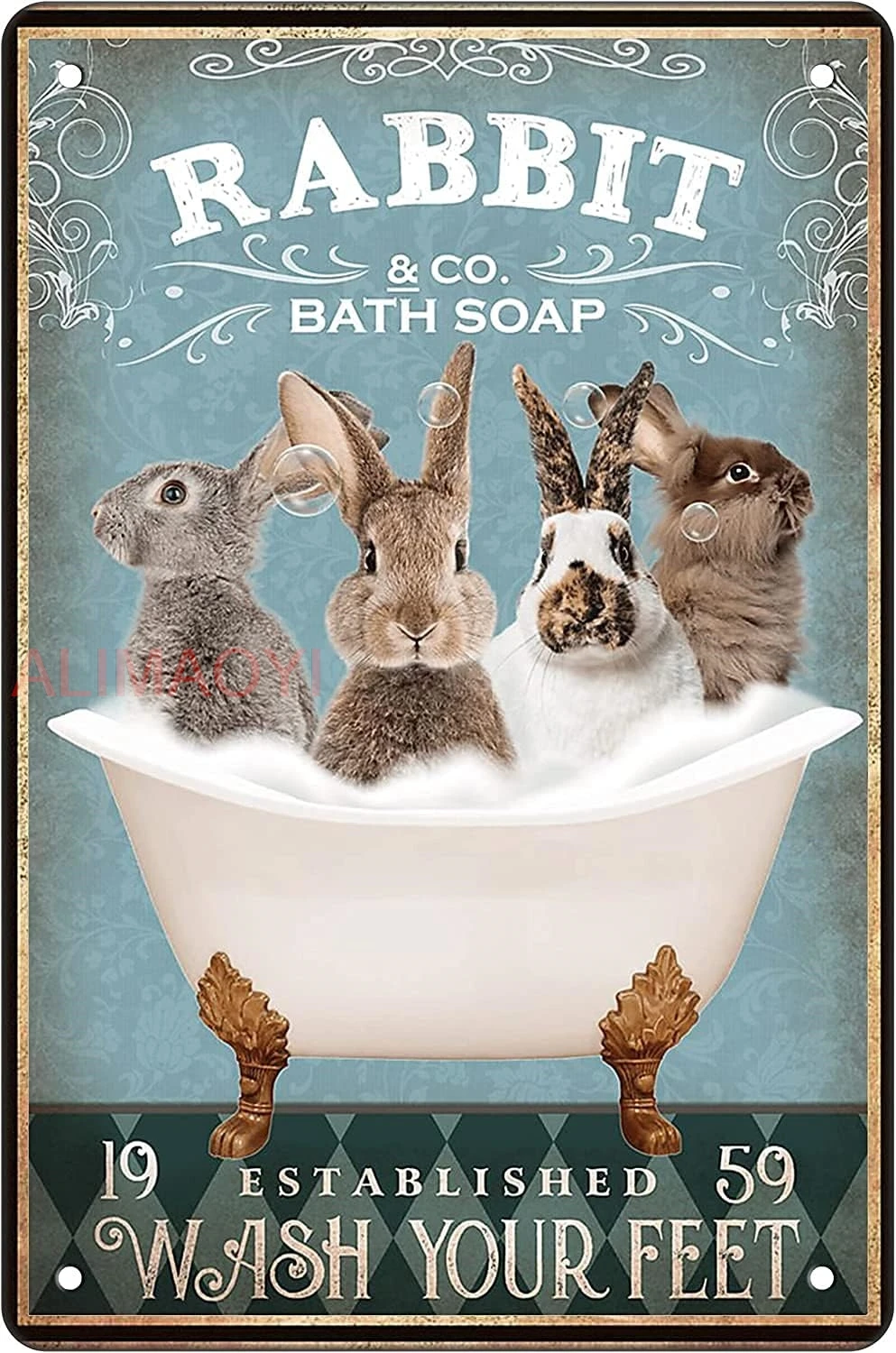 Licpact Funny Rabbit Decor Bathroom Decor Bathtub Decor Rabbit Lovers Rabbit Accessories Farm Decor Rabbit Signs Wall Art P nice