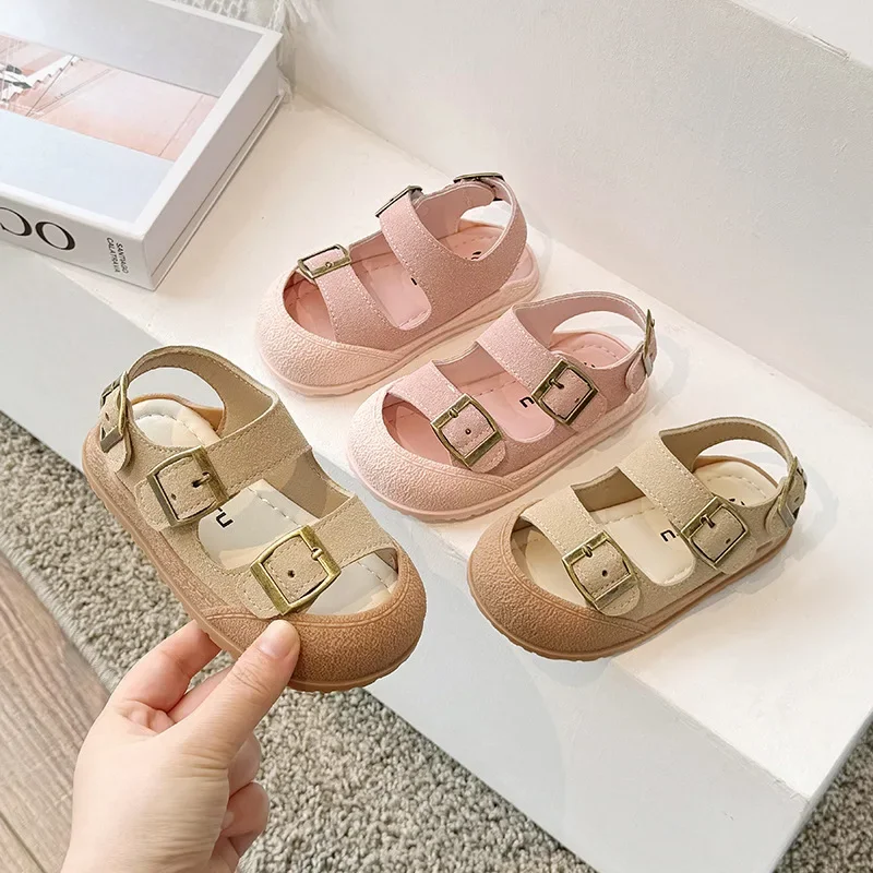 

Suede Summer Baby Sandals Toe-protection Boys Beach Shoes Kids Girls Sports Sandals Soft Bottom Toddler Shoes Trendy