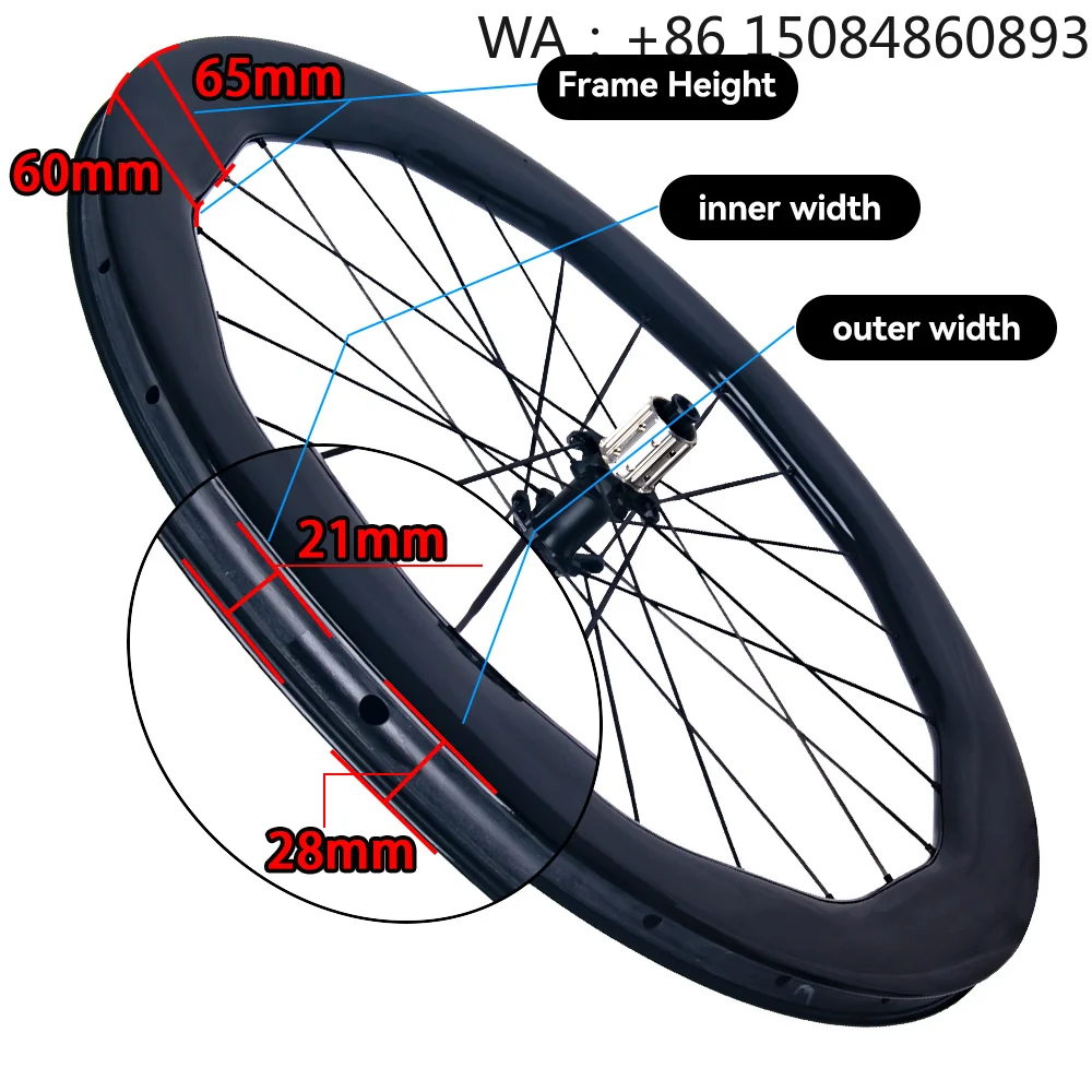 Ultra-Light Carbon Spoke Wheels, 60-65mm wide undulating rim, tubeless compatible mid-lock disc brake road bike parts