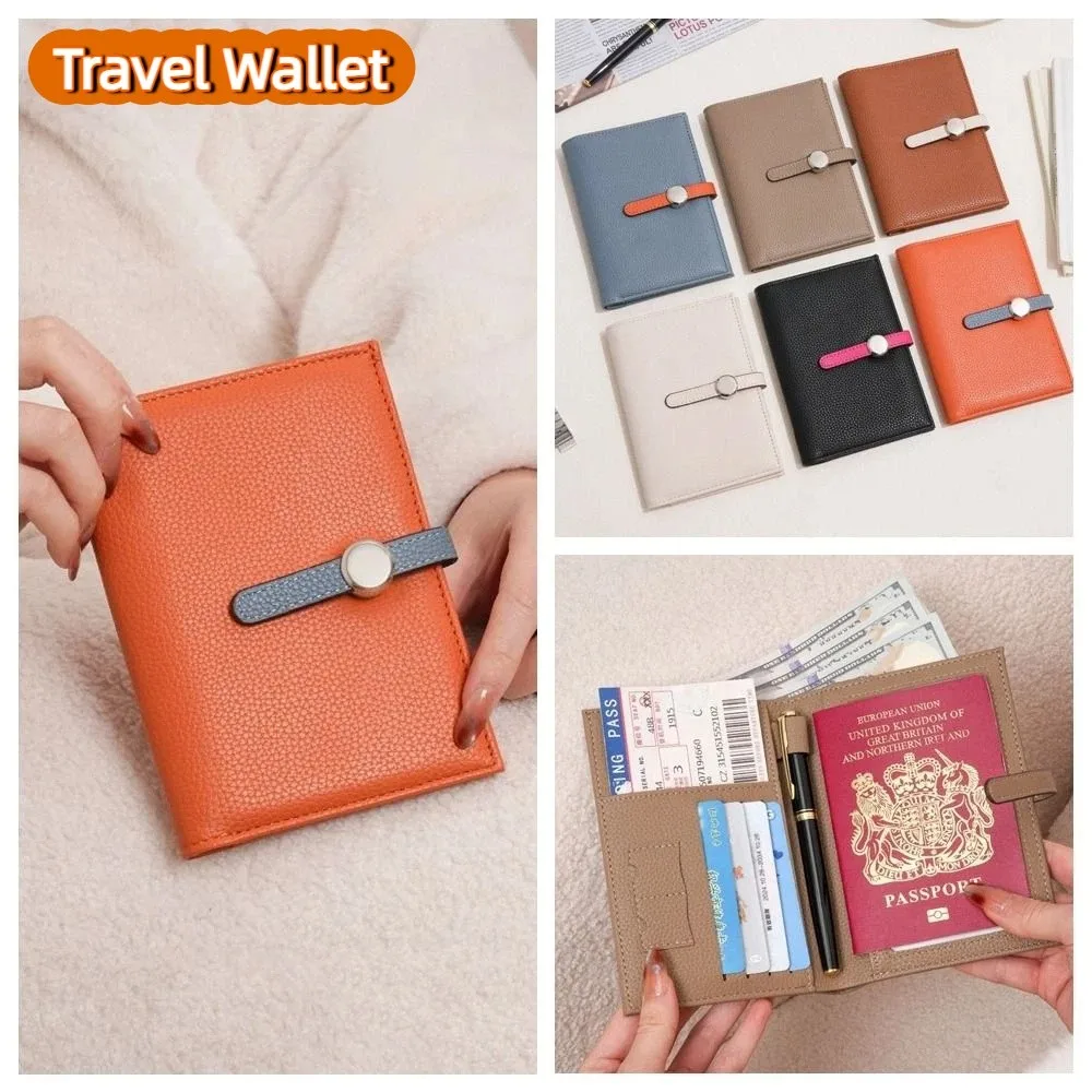 Portable Card Holder PU Passport Bag Ticket Holder Passport Cover Fold Purse Multifunctional Airplane Check-in Passport Clip Men