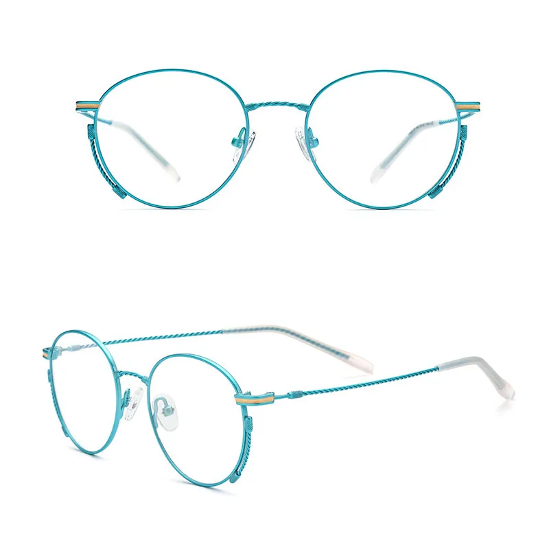 

Belight Optical Blue Color Design Mini Round Shape Titanium Women Men Vintage Retro Spectacle Frame Prescription Lens 185719