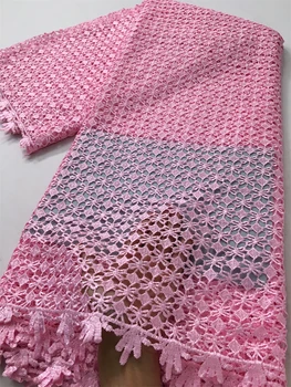 핑크 Guipure 코드 레이스 및 패브릭 하이 퀄리티 2025, 아프리카 나이지리아 수용성 레이스, 여성 드레스 재봉용, 2.5 야드 4081