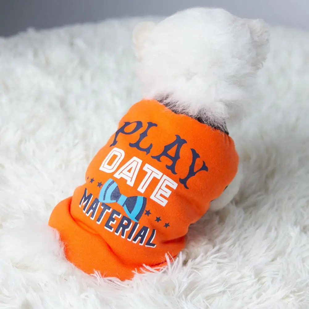 Dog Vest Letter Print Pet T-shirts Threaded Neckline Dog T-shirt Two-legged Design Soft Comfortable Summer Puppy Clothes