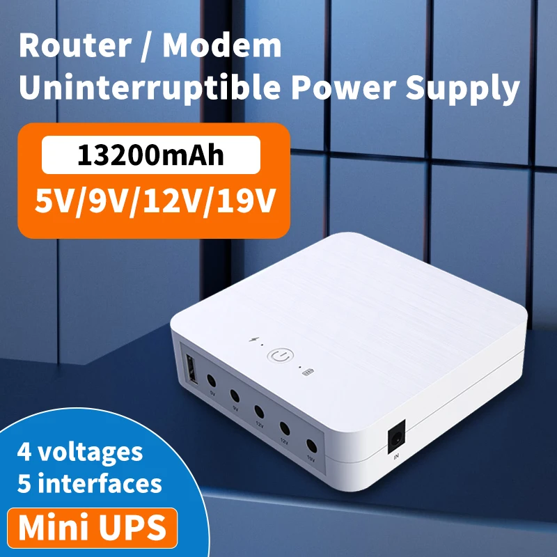 5v 9v 12v 19V UPS Uninterruptible Power DC 18W Supply Battery Backup 13200mah Output Power Router Modem Built in emergency Power