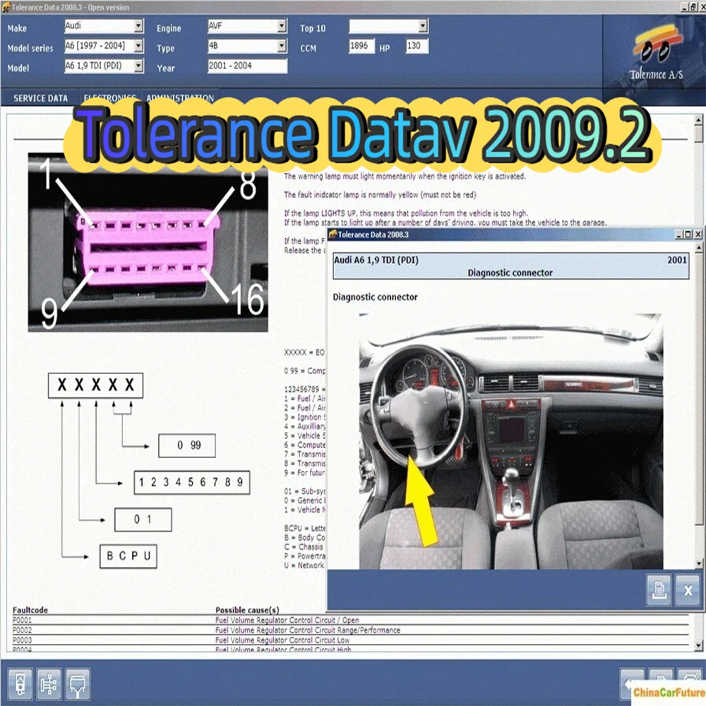 

Datos de tolerancia de software para automóvil de venta caliente 2009.2 Programa de reparación de automóviles con teclado gratui