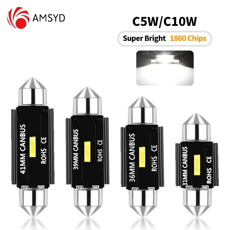 

2PCS C5W LED CSP 1860 1SMD Signal Lamp Canbus Bulb 31mm 36mm 39mm 41mm Festoon Light C10W LED Auto Interior Reading Dome Light