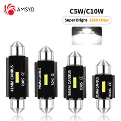 10PCS Sinal Lâmpada C5W LED CSP 1860 1SMD Canbus Lâmpada 31mm 36mm 39mm 41mm Festoon Luz C10W LED Auto Interior Reading Dome Luz