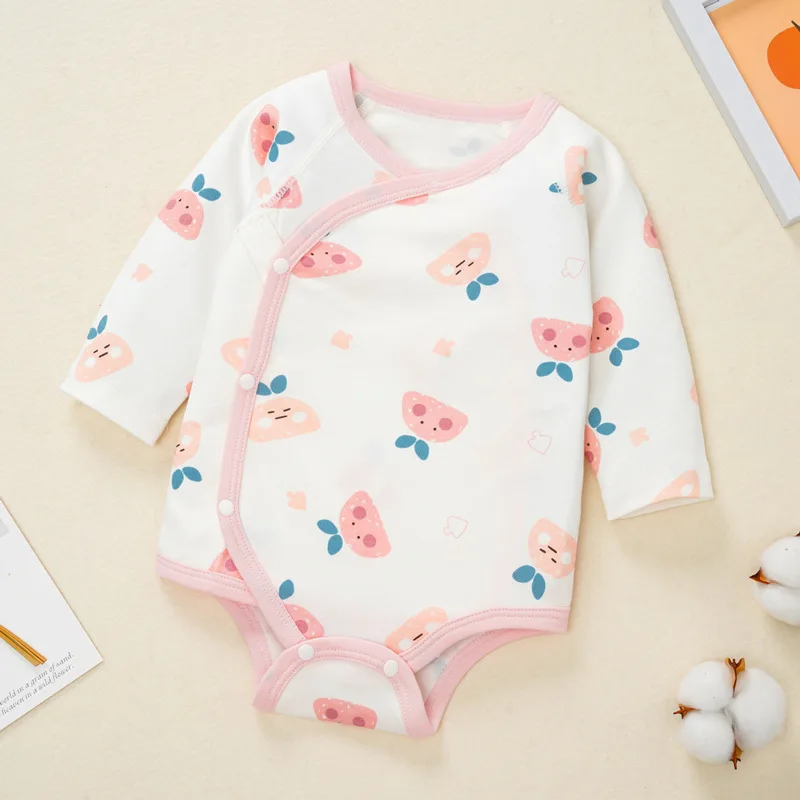 Cartoon Cotton Baby's Suit Sweet Newborn Long-Sleeved Lovely Soft One-Piece Simple Plain Infant Kawaii Korean Style Rompers