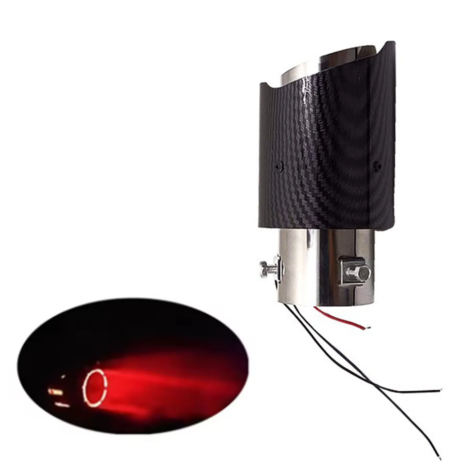 

Auto 63mm Inlet Carbon Fiber Color Car Exhaust Muffler Pipe Tip with LED Light Muffler Exhaust Car Accessories