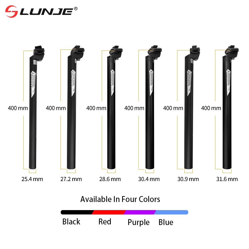 Aluminum Alloy MTB Bike Seatpost 25.4 27.2 28.6 30.9 31.6*400mm Bicycle Seat Tube Single Nail Double Rail Mountain Cycling Parts