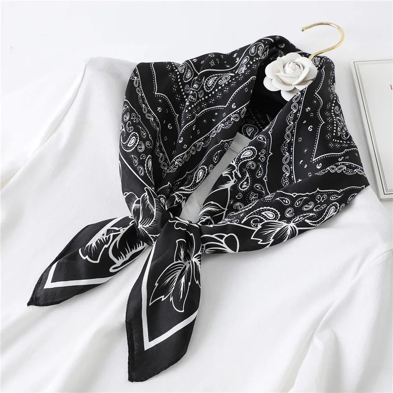 Fashion Print Silk Hairbands Scarf Women 2024 Spring New Elagant Floral Bandana Neck Kerchief Head Bands Foulard Female Scarfs