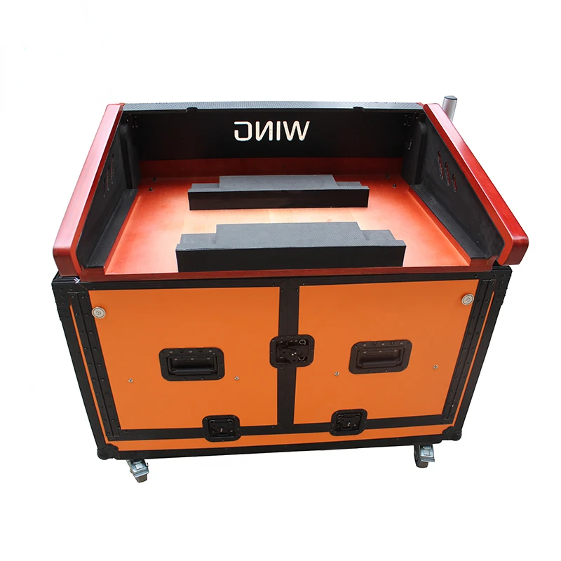 

Customized Orange hydraulic flight Case for Wing Mixer with a laptop holder Wing Flip cases