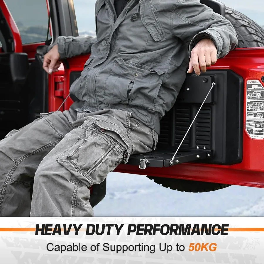 Rear Door Foldable Storage Cargo Rack Tailgate Table Compatible with 20182024 Jeep Wrangler JL JLU 24 Door HeavyDuty SingleLaye