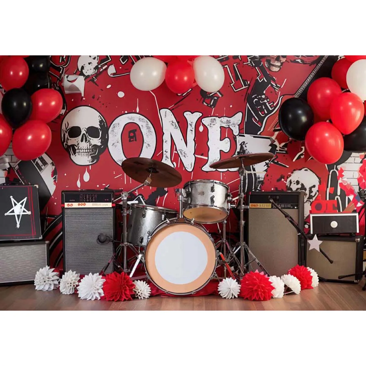 

Allenjoy Rockstar Music Band 1st Birthday Backdrop