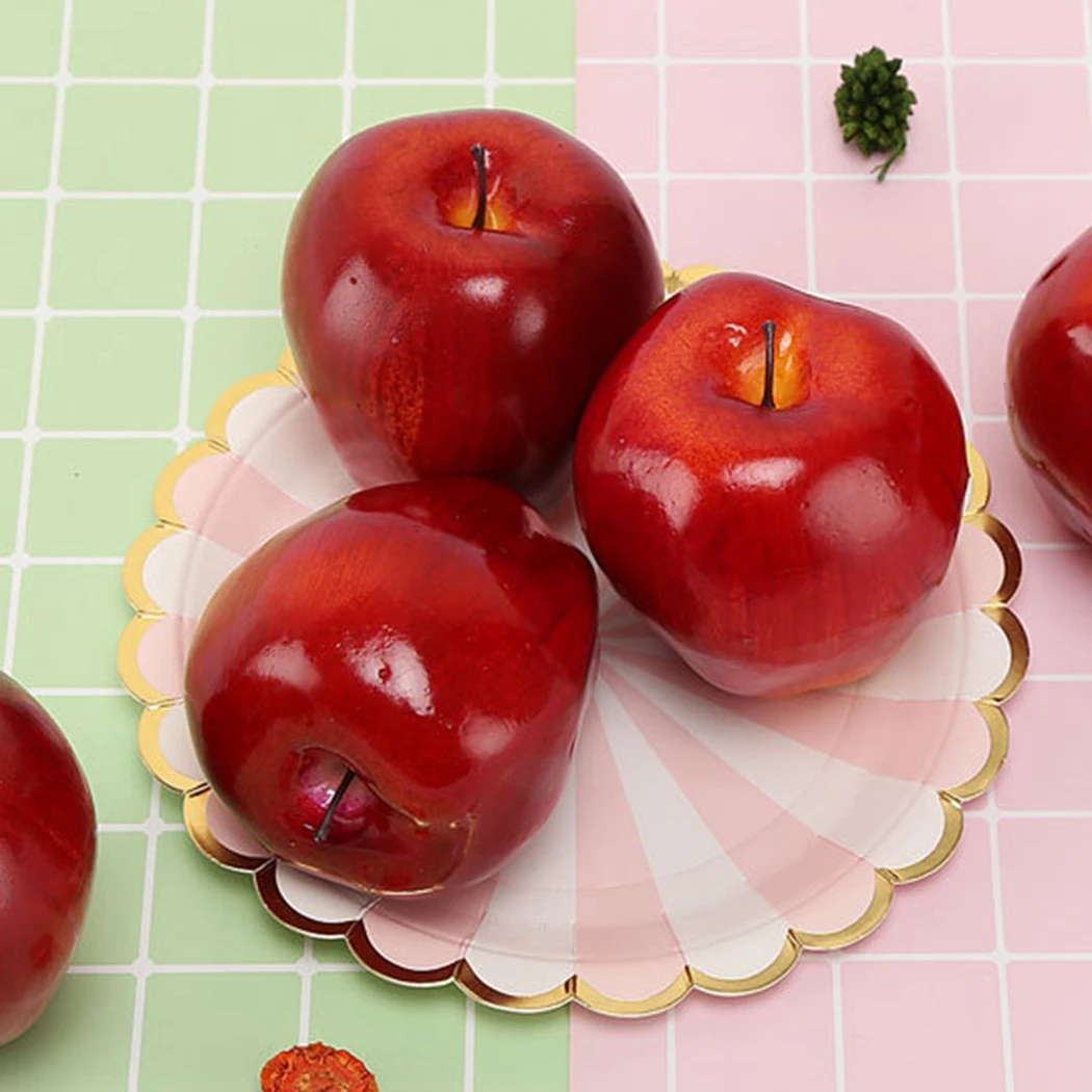 2PCS/Set Artificial Red Delicious Apple Home Garden Kitchen Ornaments Fake Fruits Crafts Food Photography Props Party Supplies