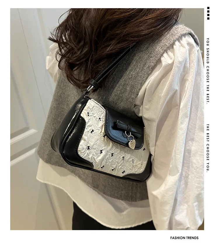 حقيبة إبط عصرية مزخرفة - تصميم نسائي عصري بعقدة على شكل فيونكة، كتف واحد/حفلة كروس للاستخدام اليومي #5