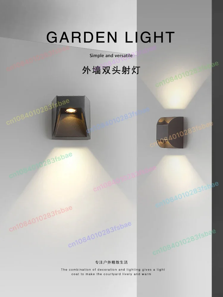 

Waterproof Light Balcony Double Head Exterior Wall Up And Down Spotlights Outdoor LED Simple Door Front