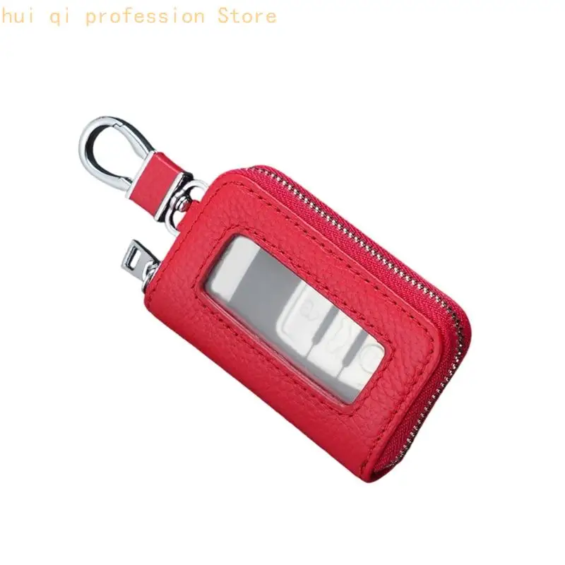 Retro-Business-Stil Autoschlüsselhalter PU-Ledertasche mit Schnellzugriffsfenster H8WE – Detail 3